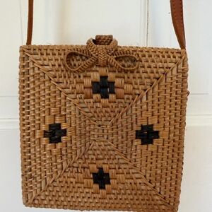 Urban Outfitters Woven Crossbody Bag - Brown with Black Accents